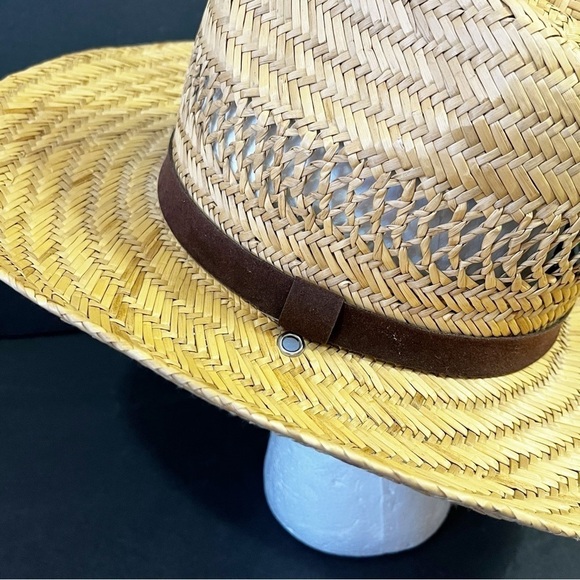 Broner Mens Straw Cowboy Hat Size Natural Ventilated Brown Banded One Size Rodeo - Picture 8 of 8